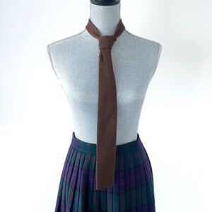 Marc Lewis Brown 100% Wool Knit Skinny Tie Made in Italy Academia Preppy Street